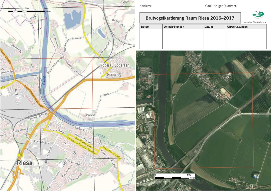 Kartierbogen im Projektgebiet Altkreis Riesa.