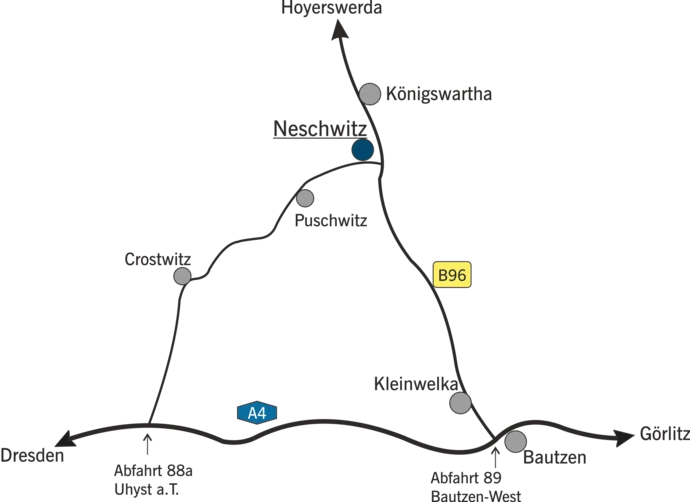 Karte der Lage von Neschwitz
