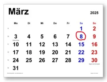 Kartierertreffen Kalender März 2025